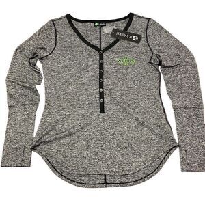 NEW It Works! V Neck Long Sleeve Athletic Grey Pullover Size Large